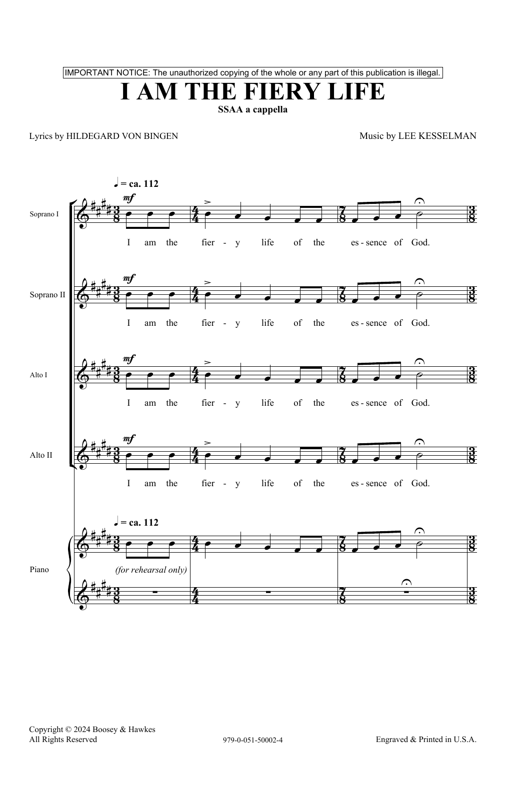 Produktgalerie: Seite 1 von 1 I Am The Fiery Life, Lee R. Kesselman, Chor