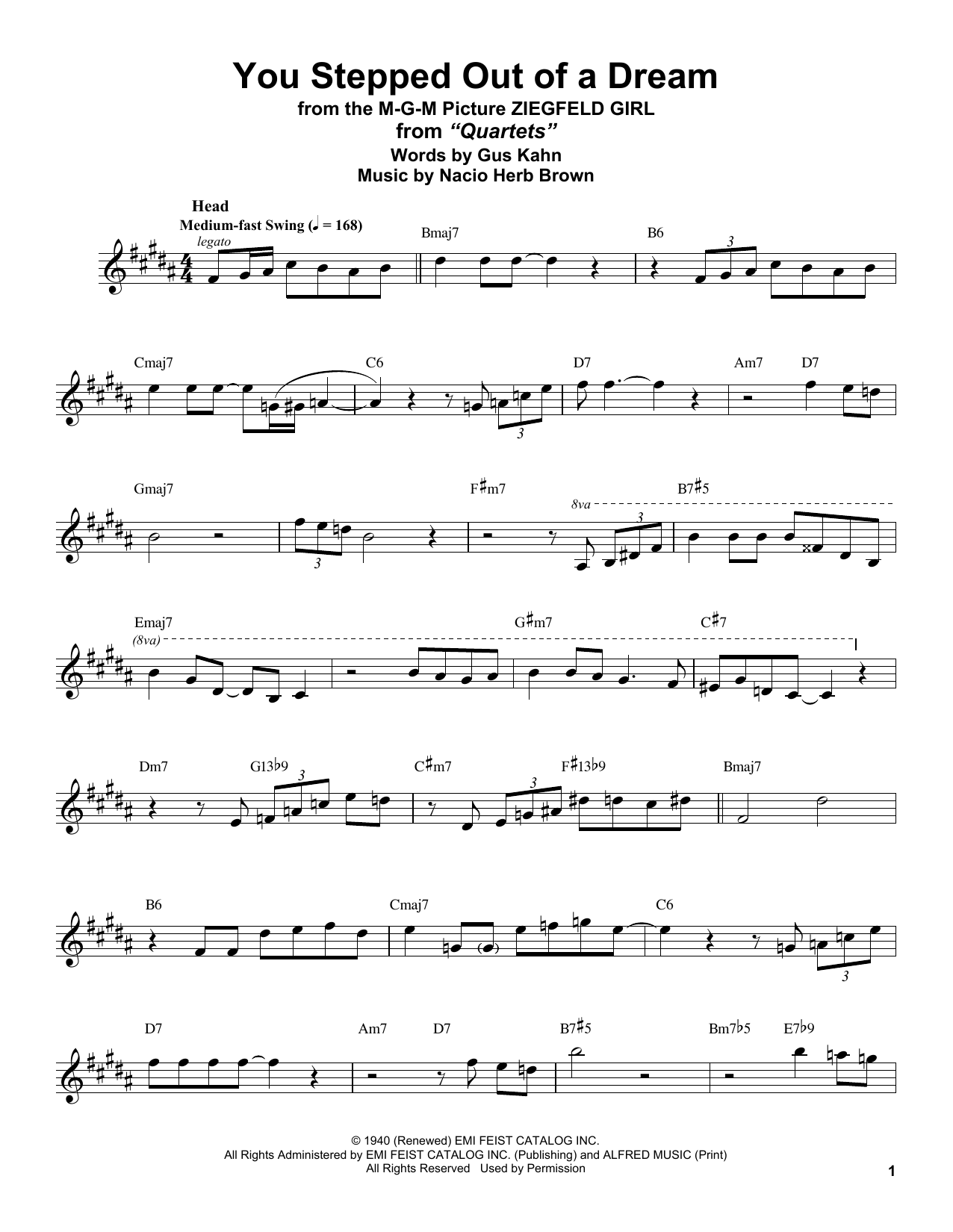 Product gallery: Page 1 of 1 You Stepped Out Of A Dream (from Ziegfeld Girl), Stan Getz