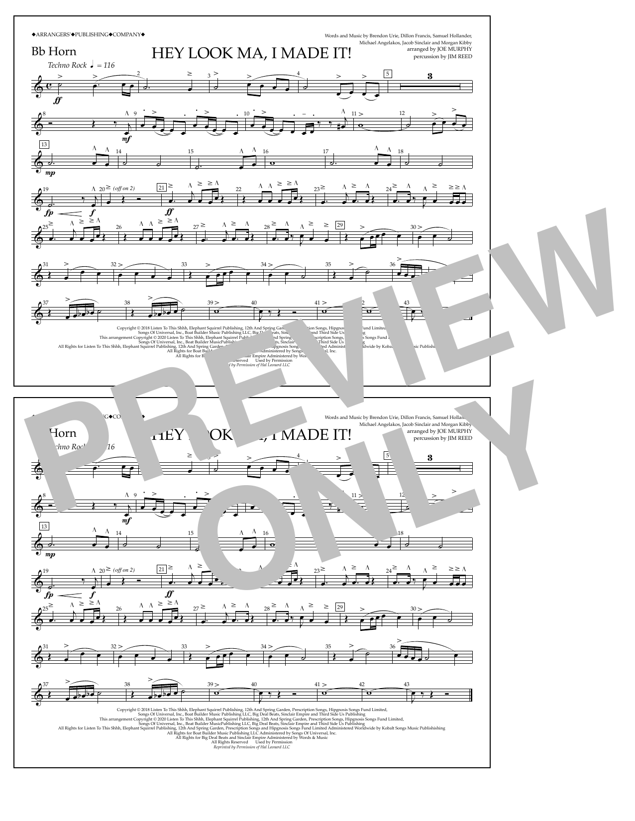 Produktbild zu: Hey Look Ma, I Made It (arr. Joe Murphy) - Bb Horn