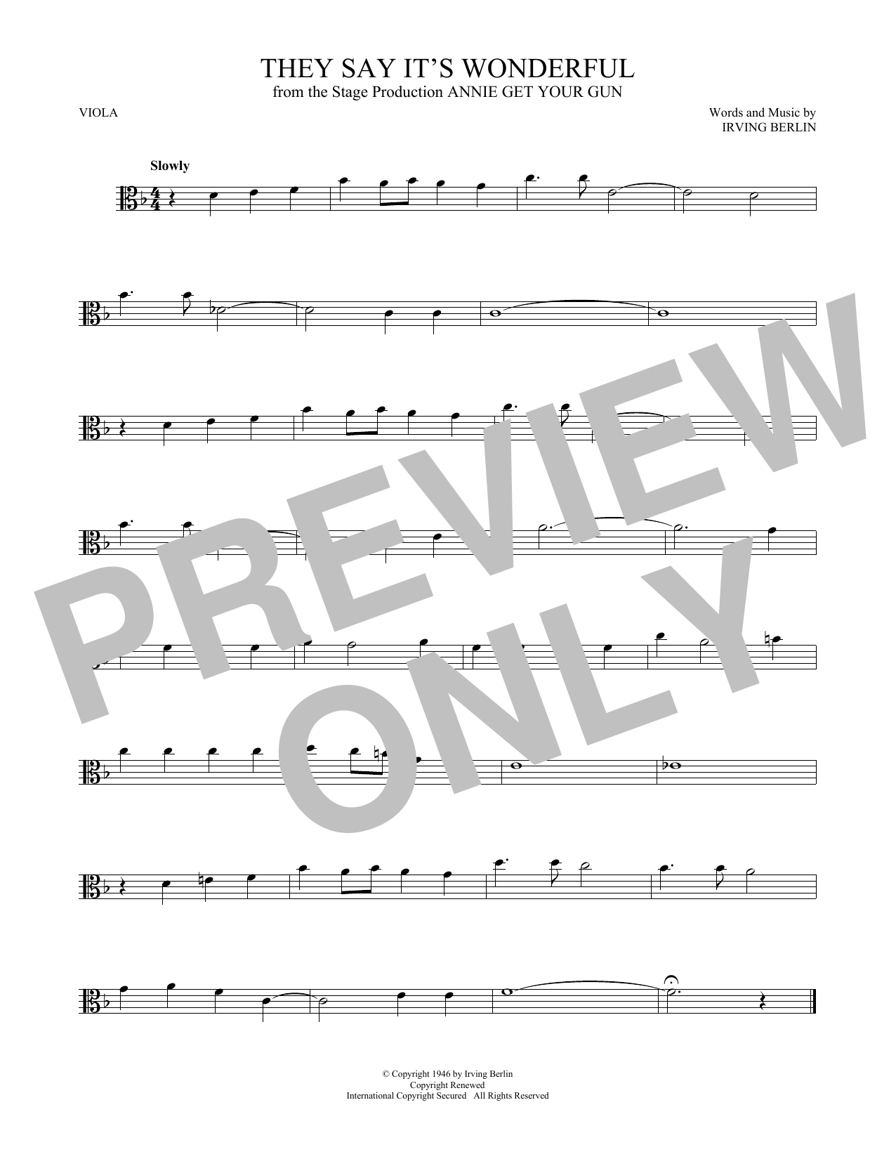 Product gallery: Page 1 of 1 They Say It's Wonderful (from Annie Get Your Gun), Irving Berlin