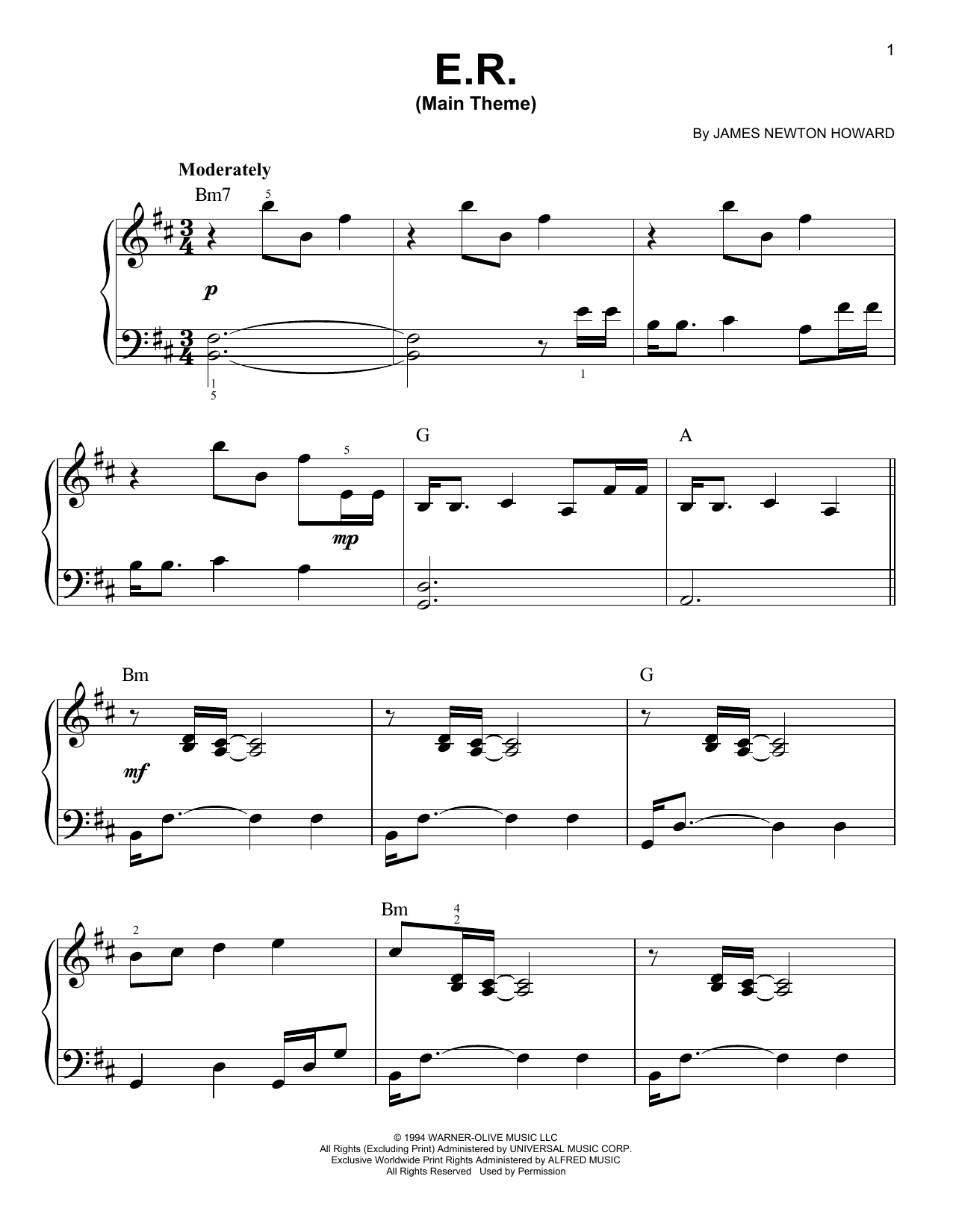 Product gallery: Page 1 of 1 E.R. (Main Theme), James Newton Howard
