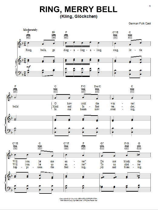 Produktgalerie: Seite 1 von 1 Kling, Glockchen (Ring, Merry Bell), Traditional German Carol, Gesang, Gitarre, Klavier