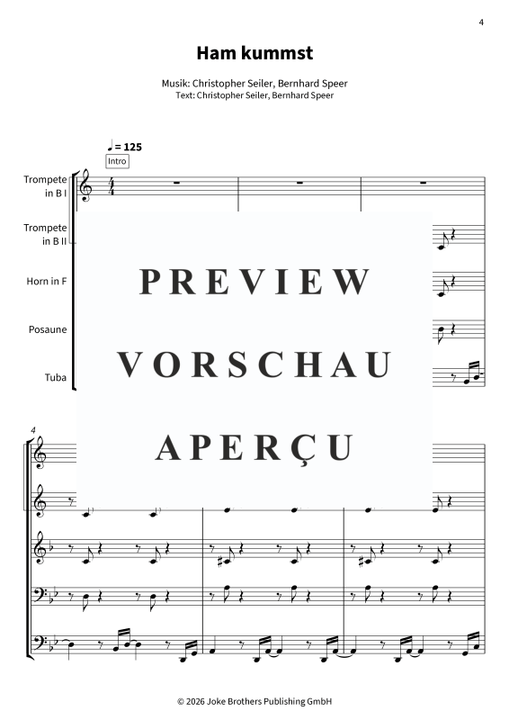 Produktgalerie: Seite 6 von 11 Ham kummst - Groovige Blechbläser-Version mit Wiener Schmäh, Speer, Seiler und, Blechbläser Quintett