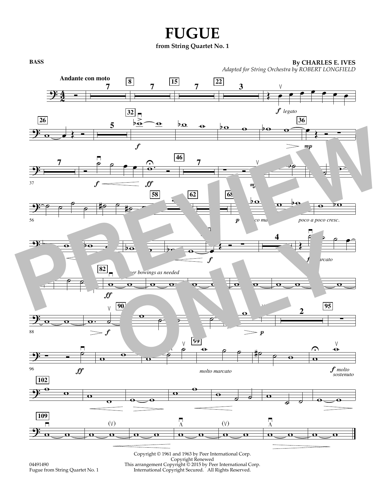 Produktbild zu: Fugue from String Quartet No. 1 - Bass