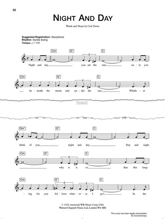 Produktgalerie: Seite 1 von 1 Night And Day, Cole Porter, Gesang, Gitarre, Keyboard