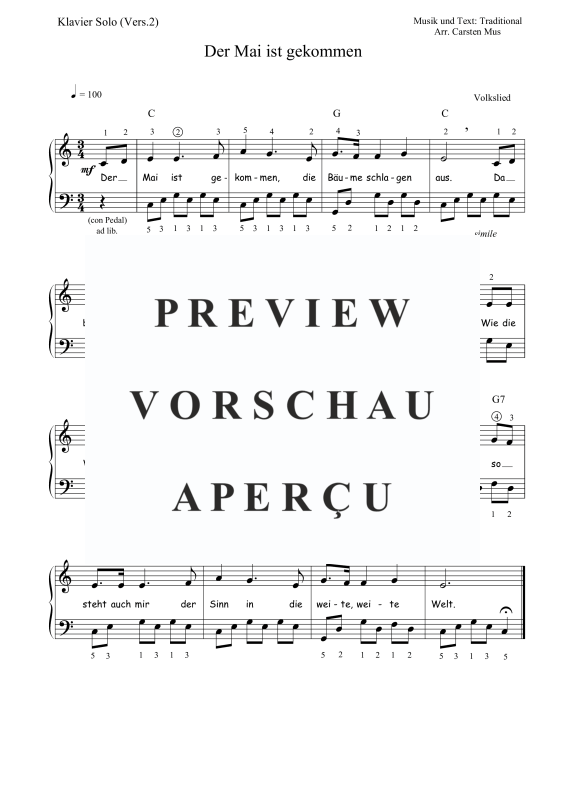 Produktbild zu: Der Mai ist gekommen (Version2) C-DurTraditional