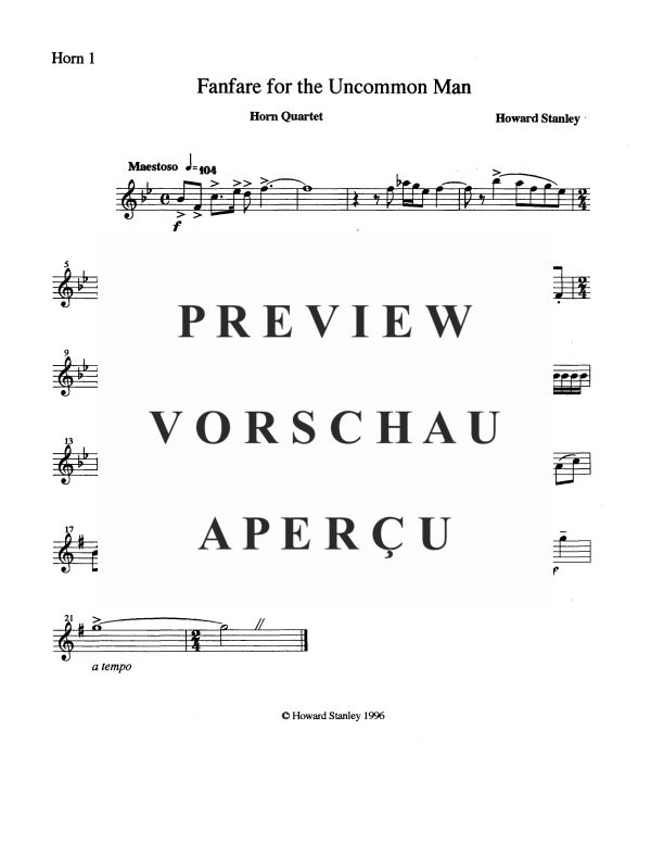 Produktgalerie: Seite 5 von 8 Fanfare For An Uncommon Man, , Horn Quartett