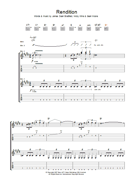 Produktgalerie: Seite 1 von 1 Rendition, Manic Street Preachers, Gitarre