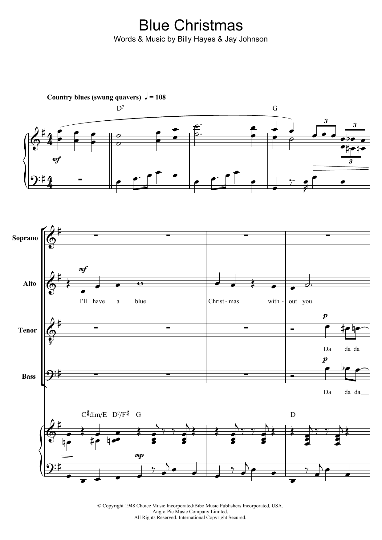 Produktgalerie: Seite 1 von 1 Blue Christmas (arr. Berty Rice), Elvis Presley, Chor