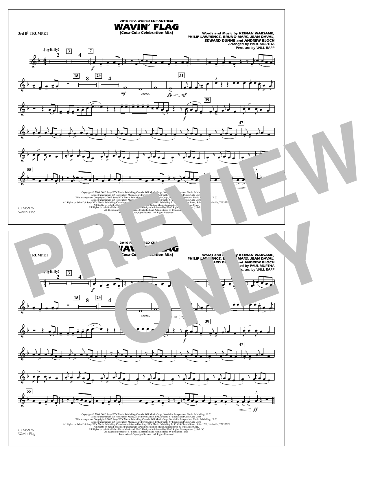 Product picture to: Wavin' Flag - 3rd Bb Trumpet