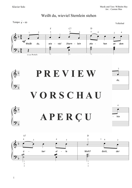 gallery: Weißt du, wieviel Sternlein stehen , , (Klavier Solo)