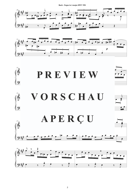 Produktgalerie: Seite 6 von 10 Fuge in A-Dur BWV 950 - Piano Version, , Klavier Solo