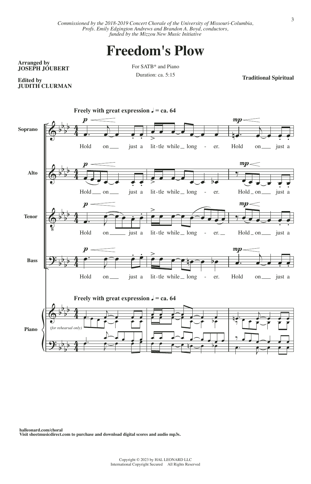 Product picture to: Freedom's Plow (arr. Joseph Joubert)