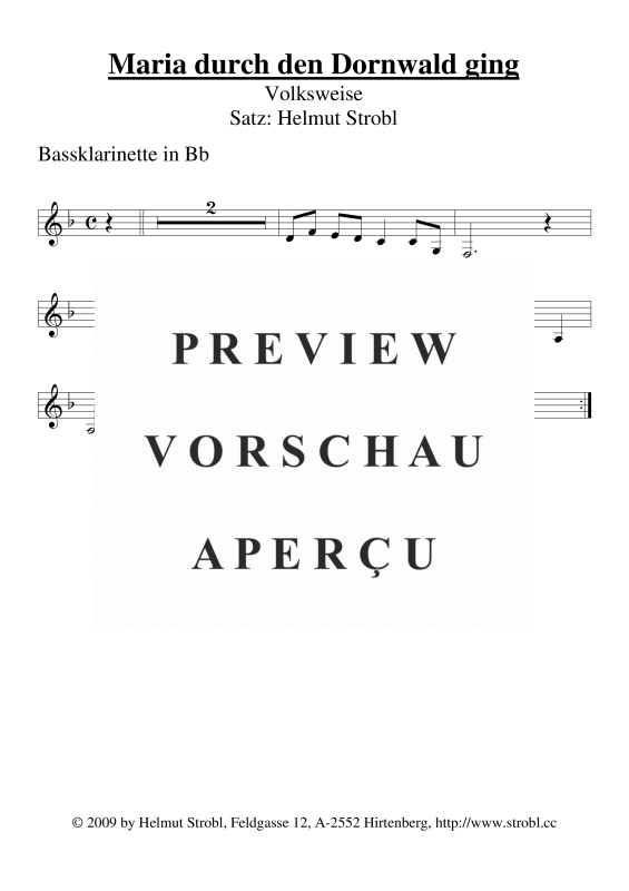 gallery: Maria durch den Dornwald ging, , Klarinettenquartett