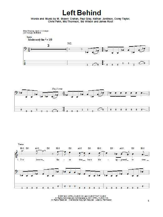 Produktgalerie: Seite 1 von 1 Left Behind, Slipknot, E-Bass
