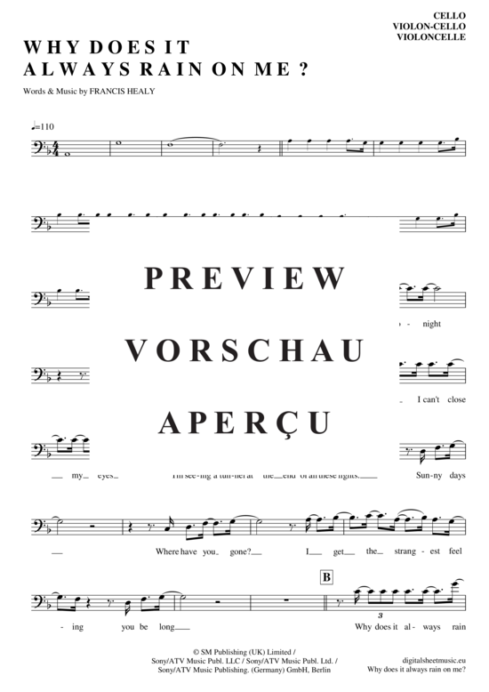 Produktgalerie: Seite 2 von 4 Why does it always rain on me , Travis, (Violon-Cello)