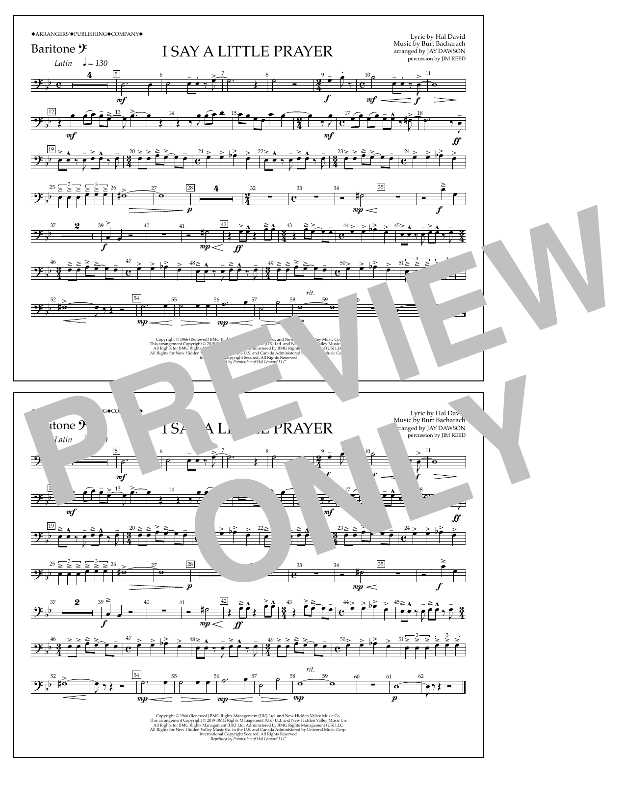 Produktbild zu: I Say a Little Prayer (arr. Jay Dawson) - Baritone B.C.