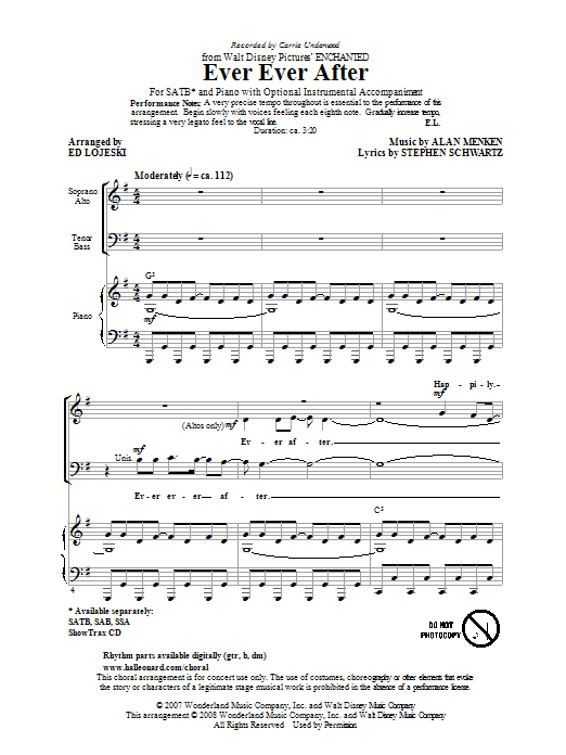Produktbild zu: Ever Ever After (from Enchanted) (arr. Ed Lojeski)