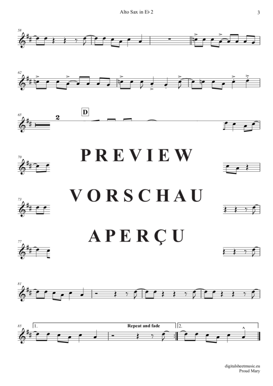 Product gallery: Page 13 of 21 Proud Mary (Saxophon Trio AAA(T) , Creedence Clearwater Revival,  + piano)