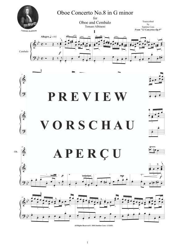 Product gallery: Page 2 of 11 Oboe Concerto No.8 in G-Moll Op.9, , Flute and Harpsichord/Piano