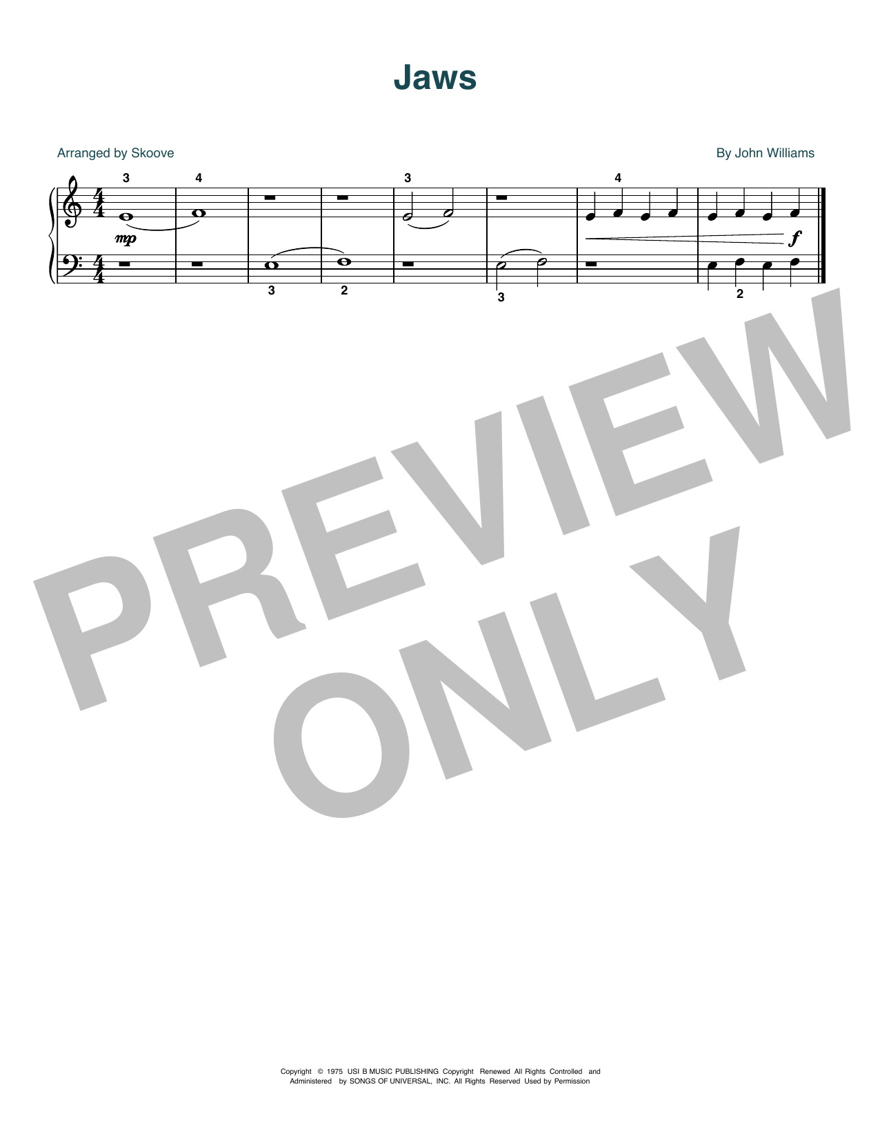 Produktgalerie: Seite 1 von 1 Theme From "Jaws" (arr. Skoove), John Williams, Klavier