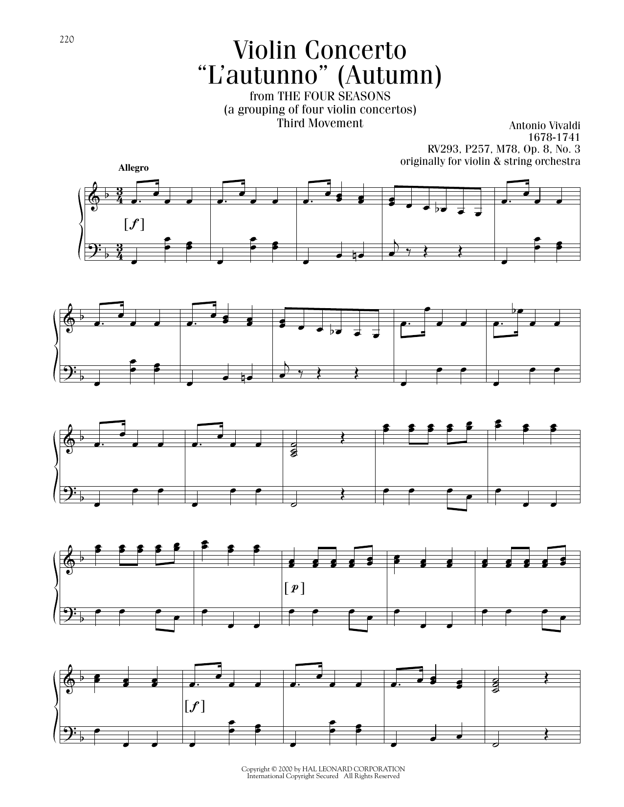 Product picture to: The Four Seasons ("Autumn"), Third Movement Excerpt