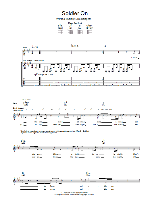 Produktgalerie: Seite 1 von 1 Soldier On, Oasis, Gitarre
