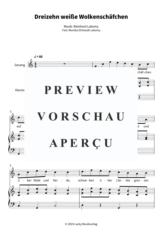 Produktgalerie: Seite 5 von 6 Dreizehn weiße Wolkenschäfchen, , Gesang und Klavier