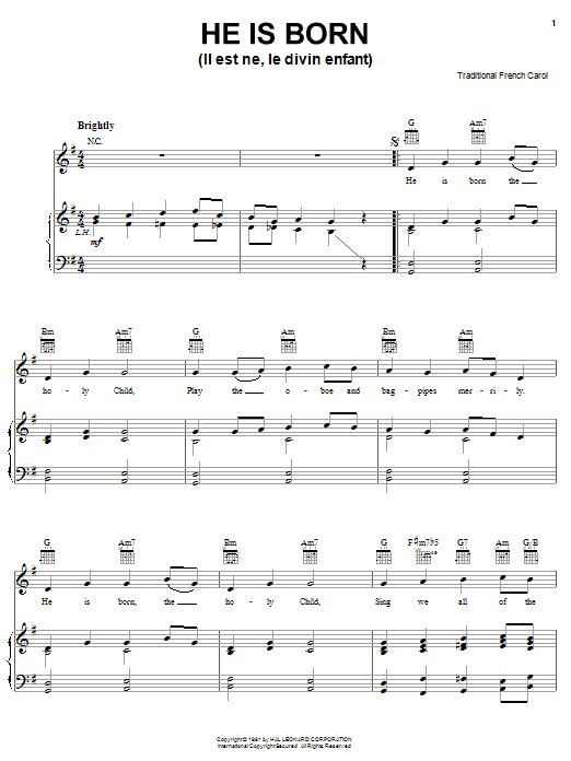 Product gallery: Page 1 of 1 He Is Born, The Holy Child (Il Est Ne, Le Divin Enfant), Traditional French Carol