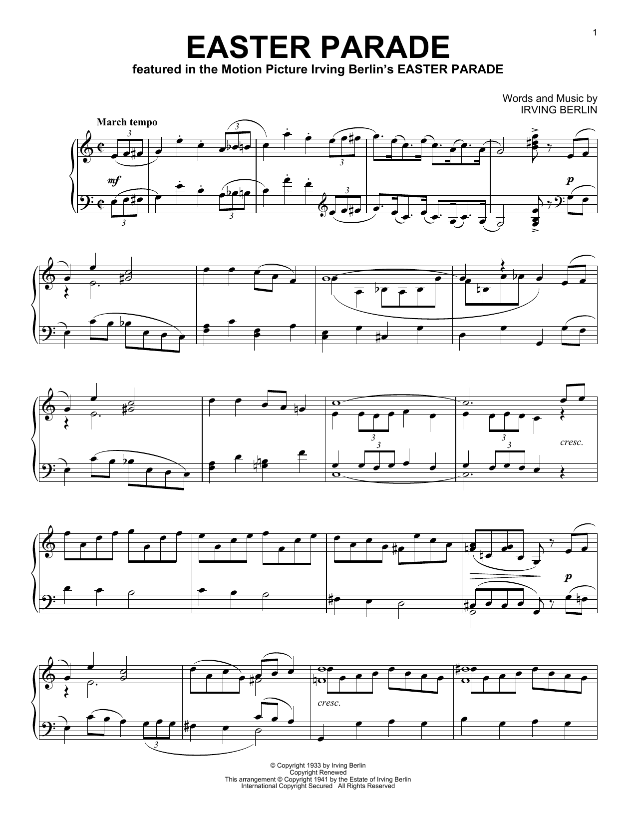 Product gallery: Page 1 of 1 Easter Parade, Irving Berlin