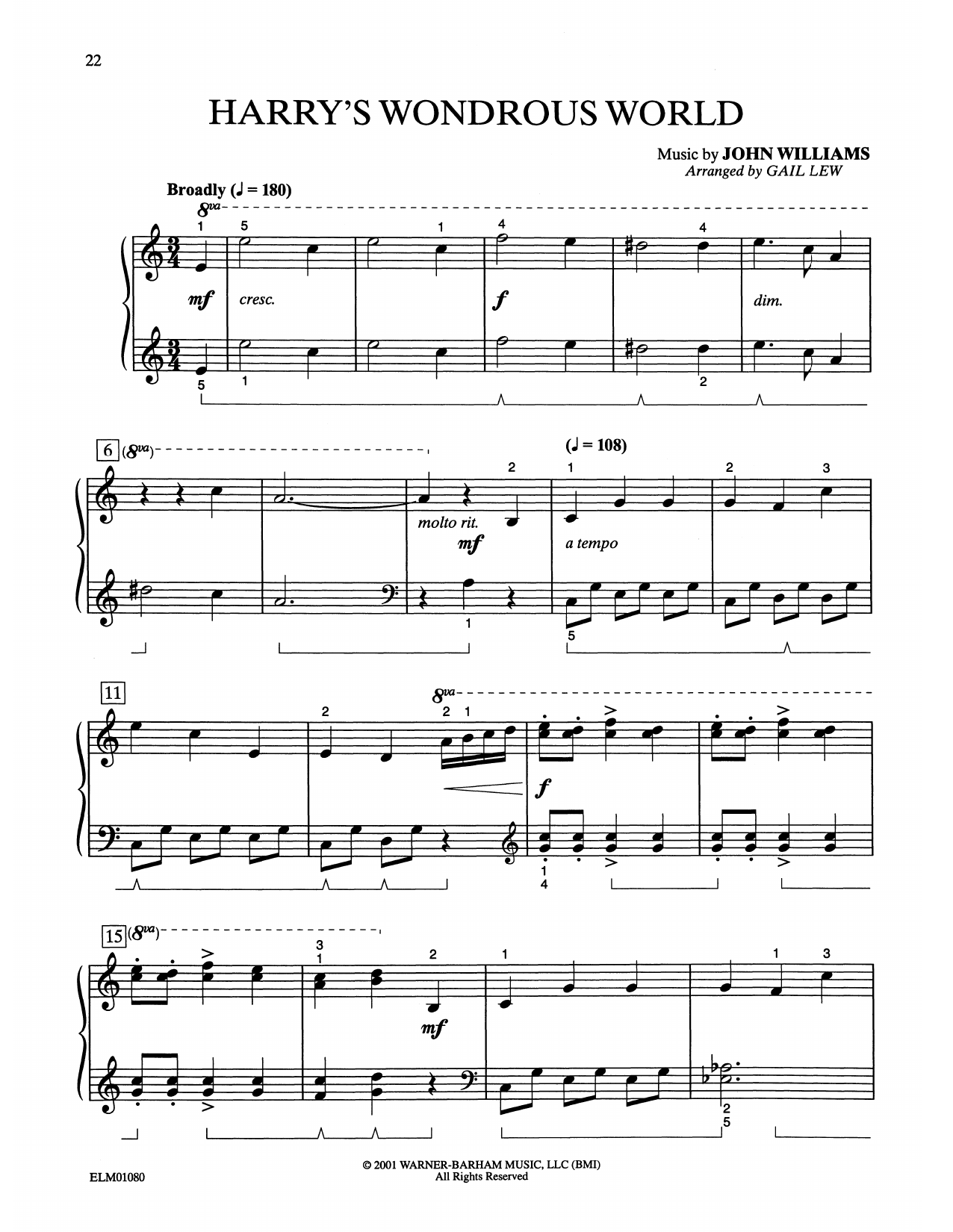 Produktbild zu: Harry's Wondrous World (from Harry Potter) (arr. Gail Lew)