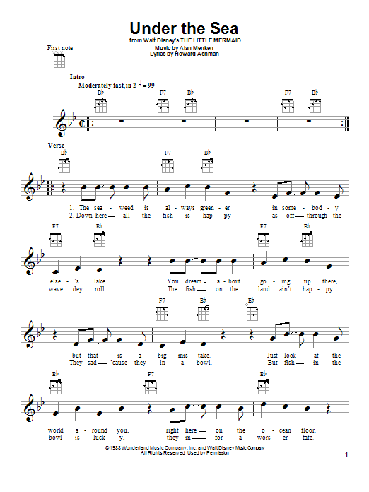 Product gallery: Page 1 of 1 Under The Sea (from The Little Mermaid), Alan Menken