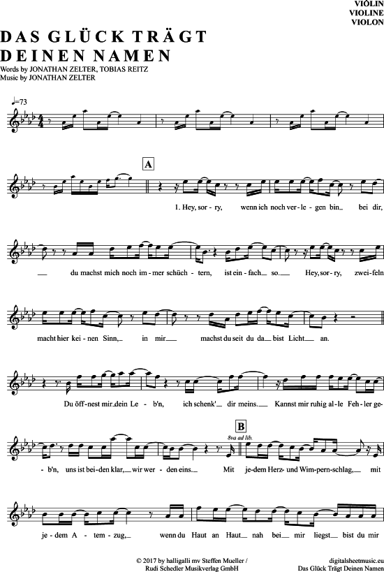 Product gallery: Page 1 of 4 Das Glück Trägt Deinen Namen , Zelter, Jonathan, (violin)
