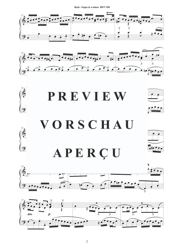 Product gallery: Page 3 of 5 Fugue in A minor BWV 958, , Solo Piano