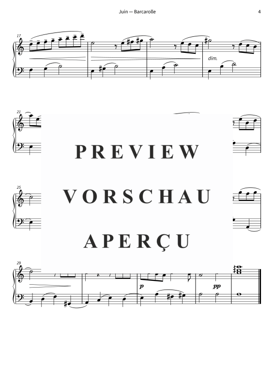 Product gallery: Page 6 of 6 Juin — Barcarolle - Édition pour piano facile à jouer en la mineur, pour débutants et pianistes reprenant la pratique, , Solo Piano