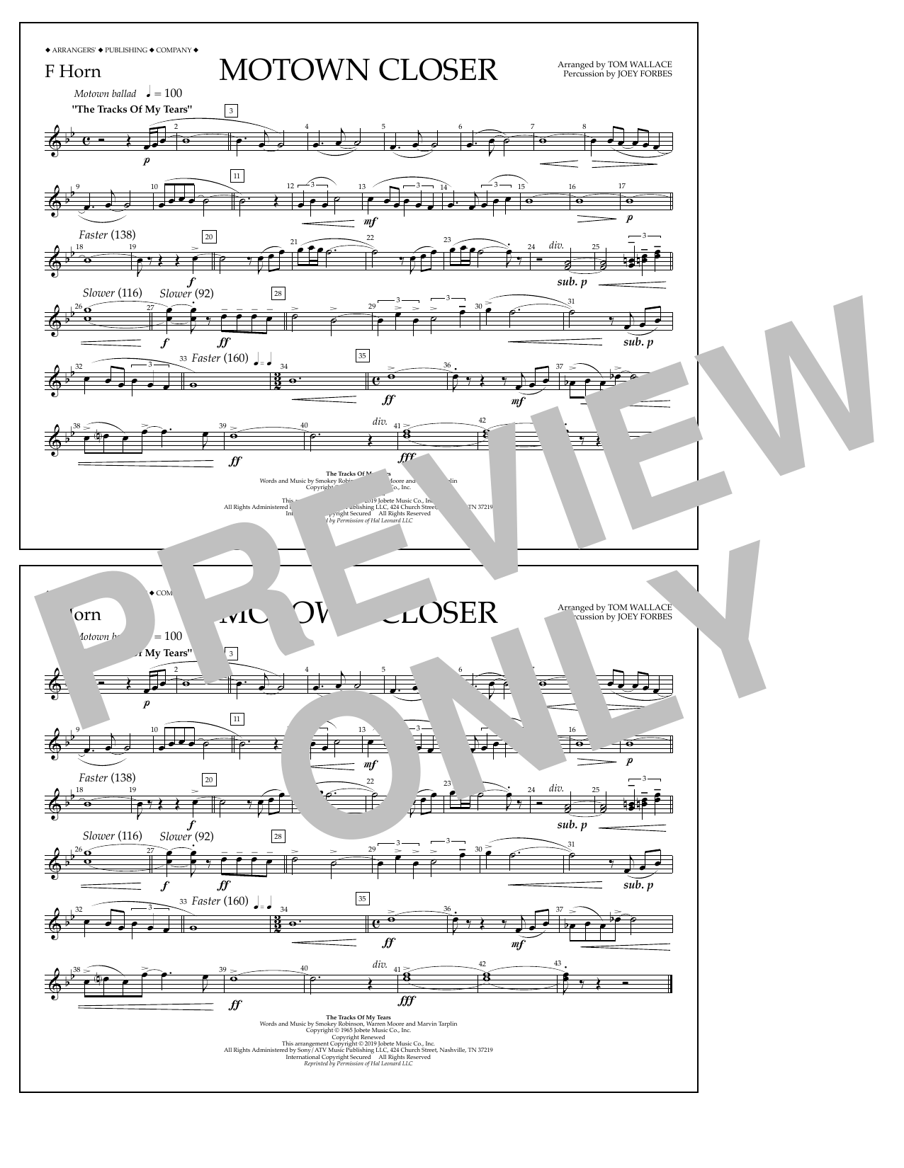 Produktbild zu: Motown Closer (arr. Tom Wallace) - F Horn