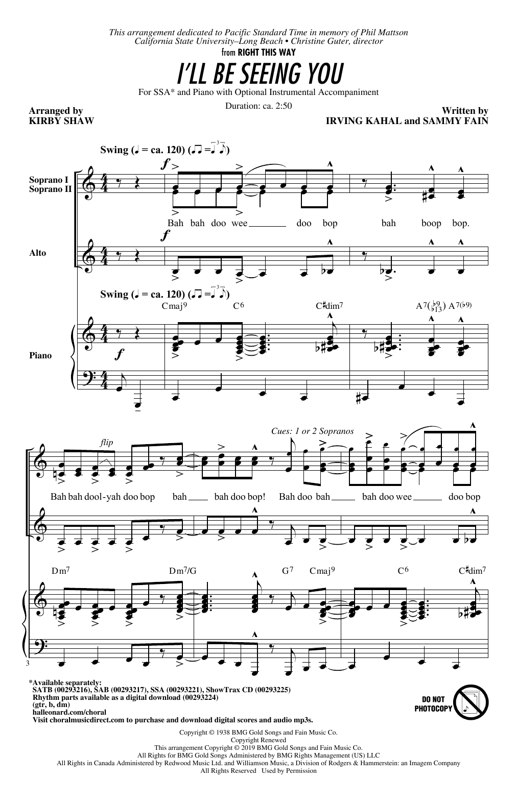 Produktgalerie: Seite 1 von 1 I'll Be Seeing You (arr. Kirby Shaw), Sammy Fain, Chor