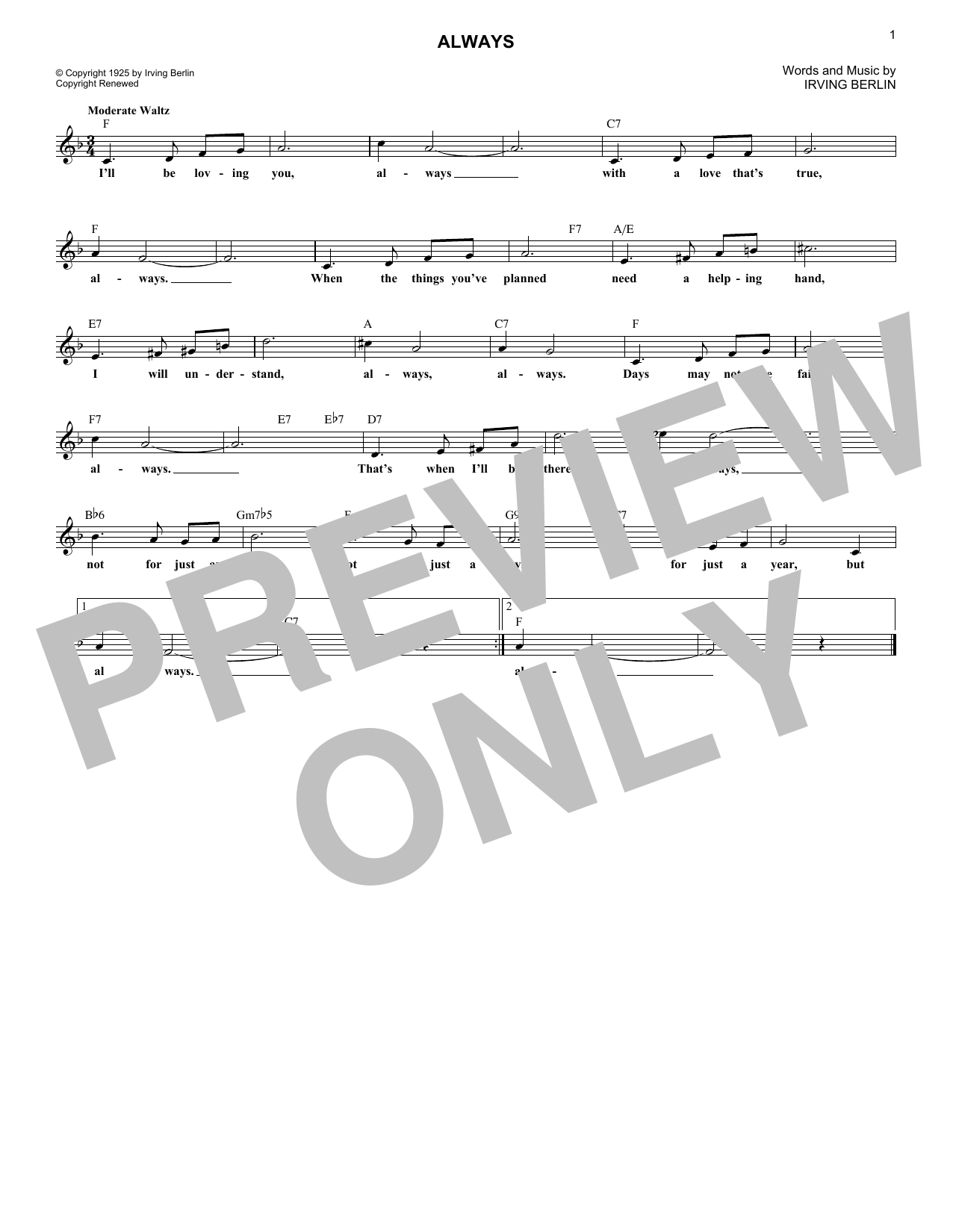 Product gallery: Page 1 of 1 Always, Irving Berlin
