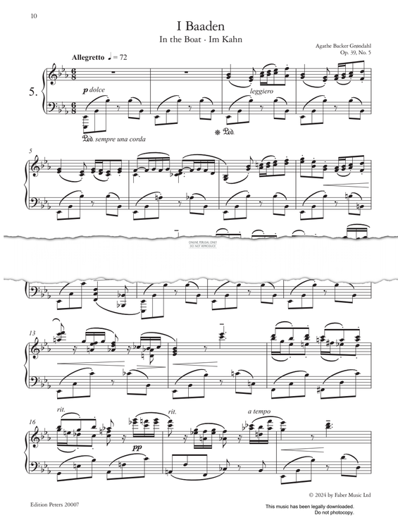 Produktgalerie: Seite 1 von 1 I Baaden (In The Boat) Op.39, No.5, Agathe Backer Grøndahl, Klavier