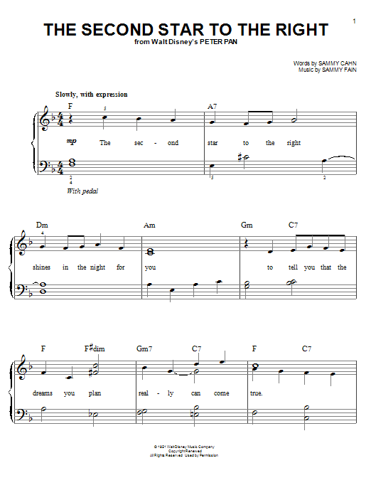 Produktbild zu: The Second Star To The Right (from Peter Pan)