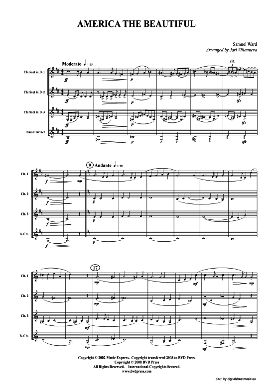 Produktbild zu: America the Beautiful Samuel Ward (arr. Villanueva)