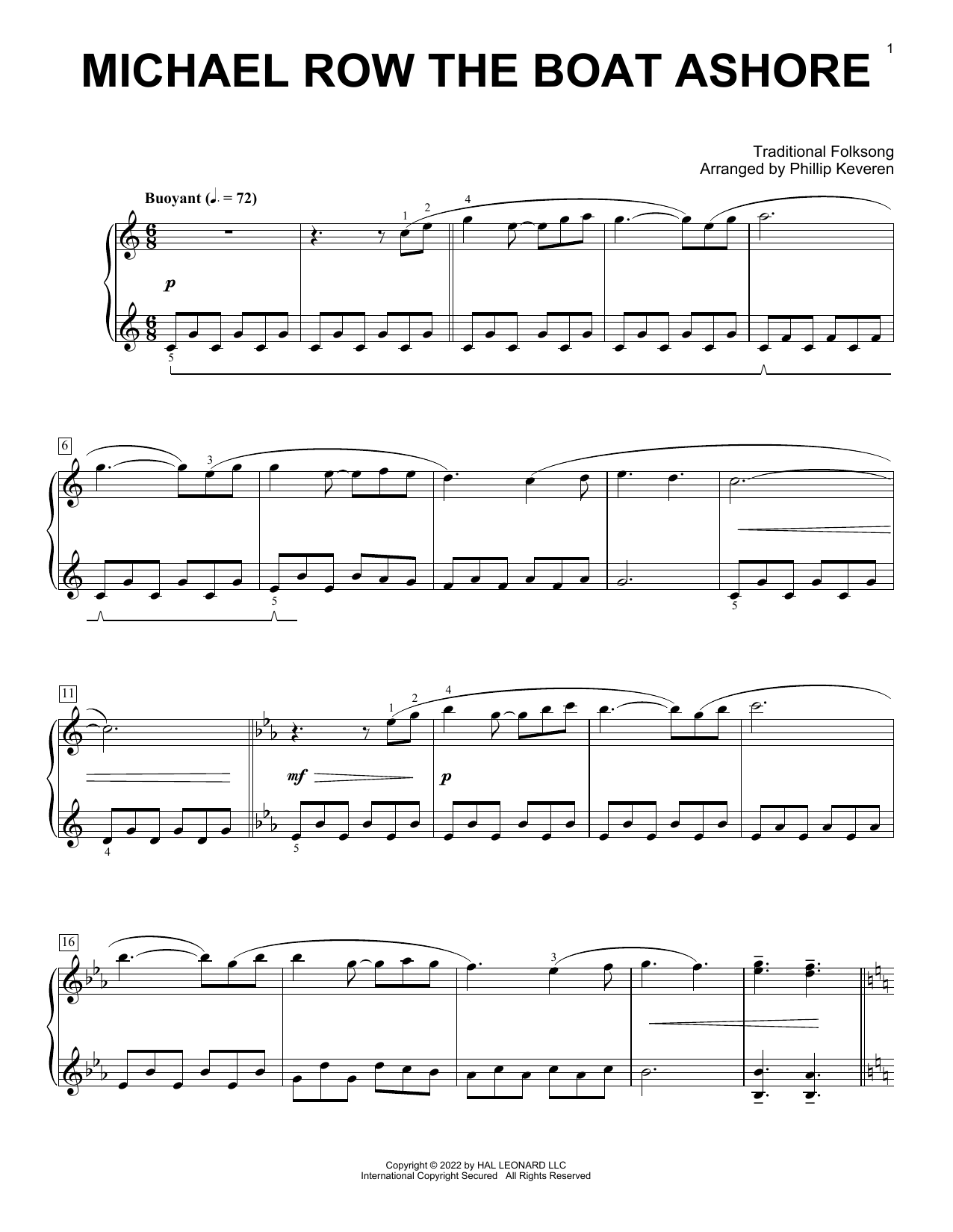 Product gallery: Page 1 of 1 Michael Row The Boat Ashore (arr. Phillip Keveren), Traditional Folksong