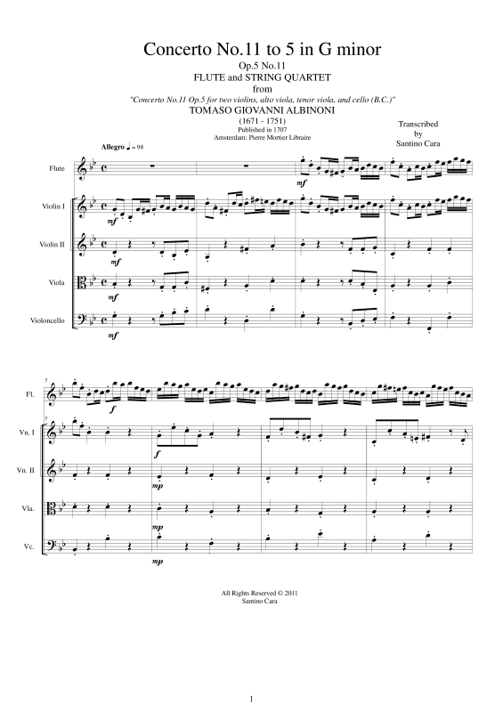 Produktbild zu: Concerto No.11 to 5 in G-Moll Op.5Tomaso Albinoni