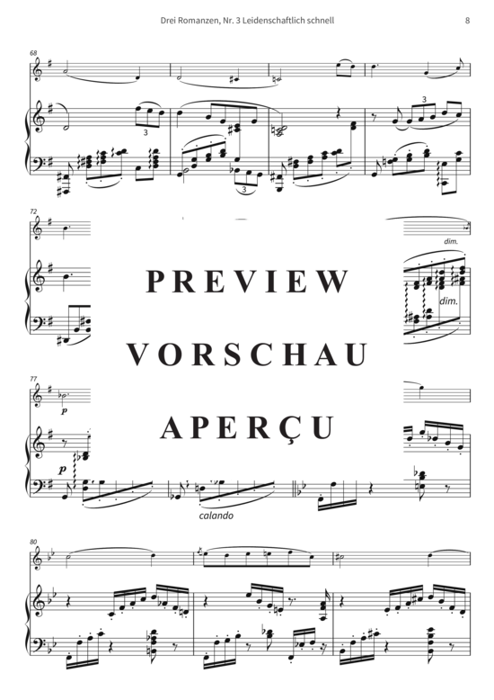 gallery: Drei Romanzen, Nr. 3 Leidenschaftlich schnell - op. 22 III, Joseph Joachim freundschaftlichst gewidmet , , (Violine + Klavier)