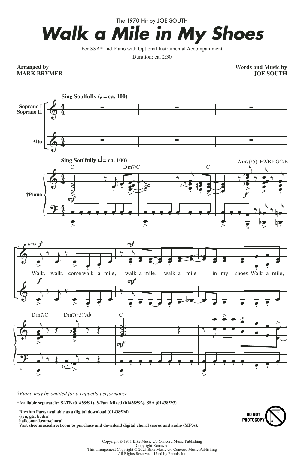 Produktgalerie: Seite 1 von 1 Walk A Mile In My Shoes (arr. Mark Brymer), Joe South, Chor