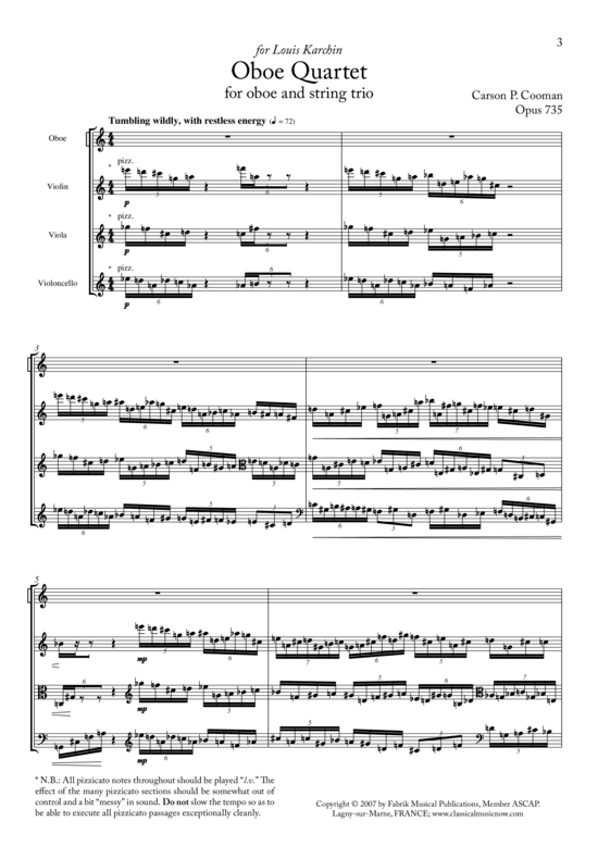 Product picture to: Oboe Quartet Carson P. Cooman