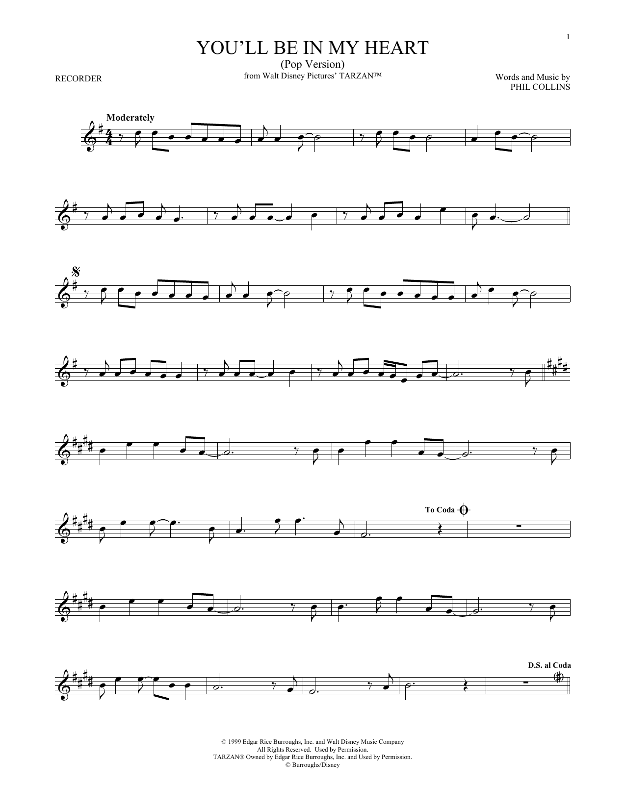 Product gallery: Page 1 of 1 You'll Be In My Heart (from Tarzan), Phil Collins