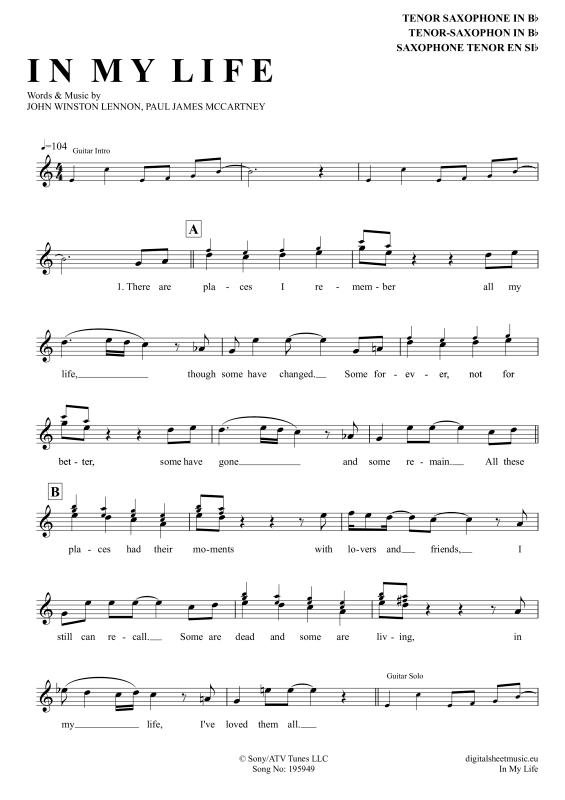 Product picture to: In My LifeThe Beatles