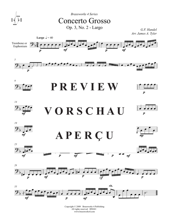 Produktgalerie: Seite 10 von 10 Concerto Grosso, Largo, , (2xTrompete in B, Horn in F, Posaune)