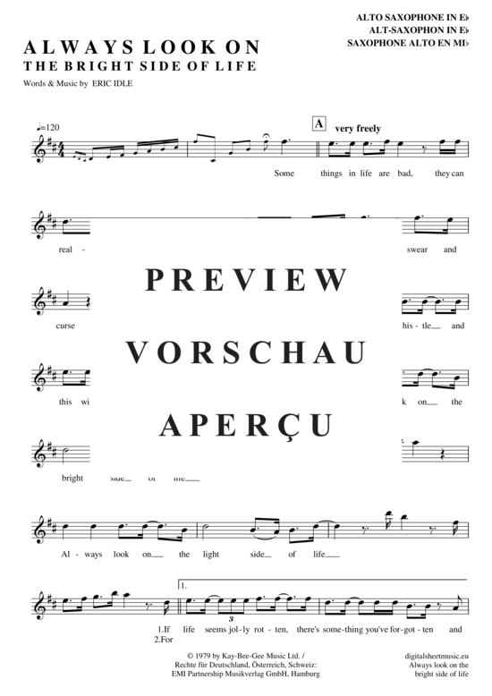 Product gallery: Page 2 of 4 Always look on the bright side of life , Monty Python, Alto Saxophone